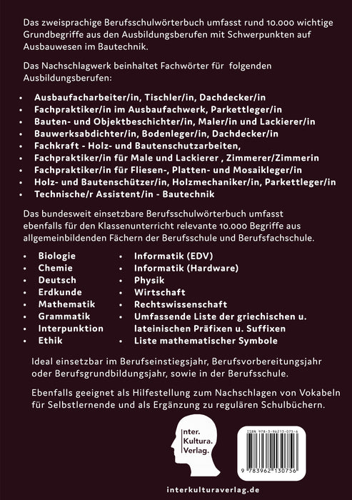 Interkultura Berufsschulwörterbuch für Ausbildungsberufen im Ausbauwesen Deutsch-Persisch