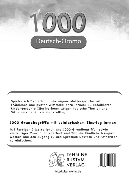 Backcover: Buchcover: Tahmine und Rustam Meine ersten 1000 Wörter Bildwörterbuch Deutsch-Oro in Schwarz-Weiß - Eine Wörtersammlung von 1000 Wörtern mit Illustrationen zur Verständigung auf Deutsch und Oro in Schwarz und Weiß