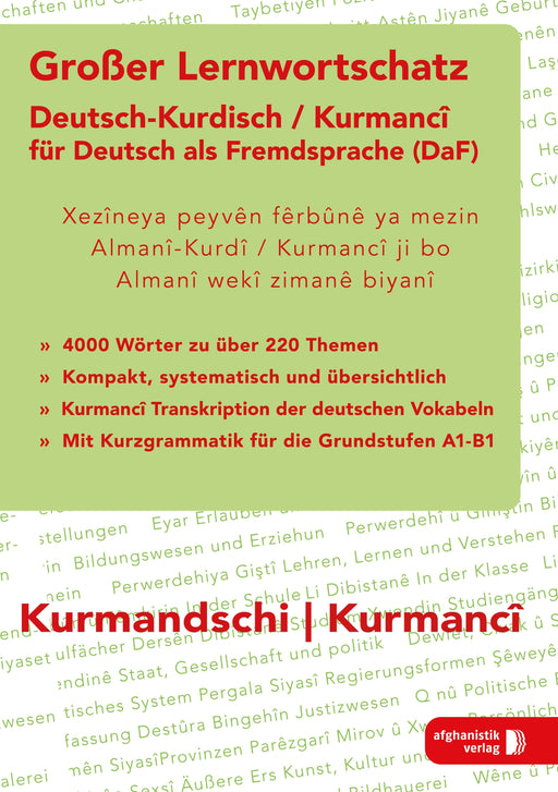  Frontcover: Großer Lernwortschatz Deutsch - Kurdisch / Kurmanci für Deutsch als Fremdsprache - Eine Ansammlung des Lernwortschatzes auf Deutsch und Kurdisch/ Kurmanci für Deutsch als Fremdsprache